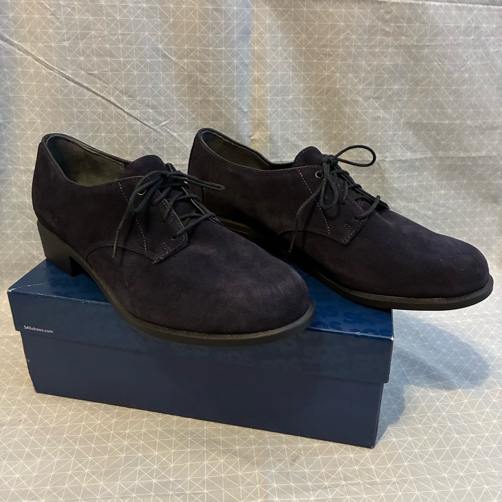 NIB SAS Annex Oxford Dress Shoe in Midnight Blue Suede 12W
